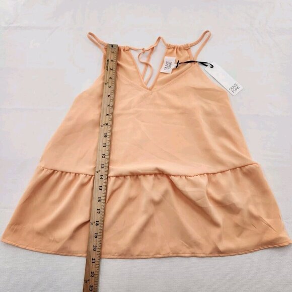 Olive & Oak Womens Size Large Halter Peplum Cami Peach Orange Sleeveless Tank - Picture 4 of 6